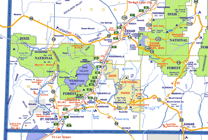 Map of St George RV Parks  Map of St George Utah